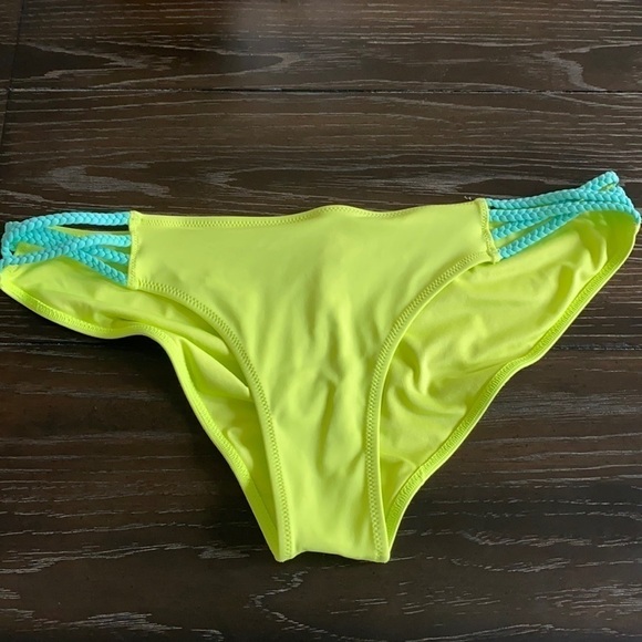 Lime green hipster bikini bottom braided sides L - Picture 2 of 12
